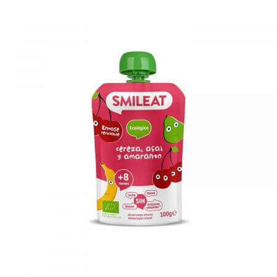 Органическое пюре из вишни, акаи и амаранта, +8 месяцев, 100 г, Smileat: цены и характеристики