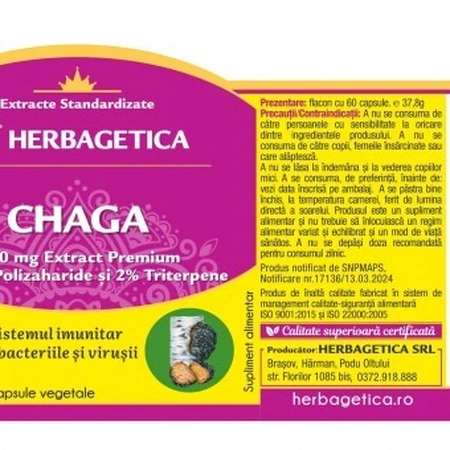 Herbagetica Chaga x 60cps: цены и характеристики