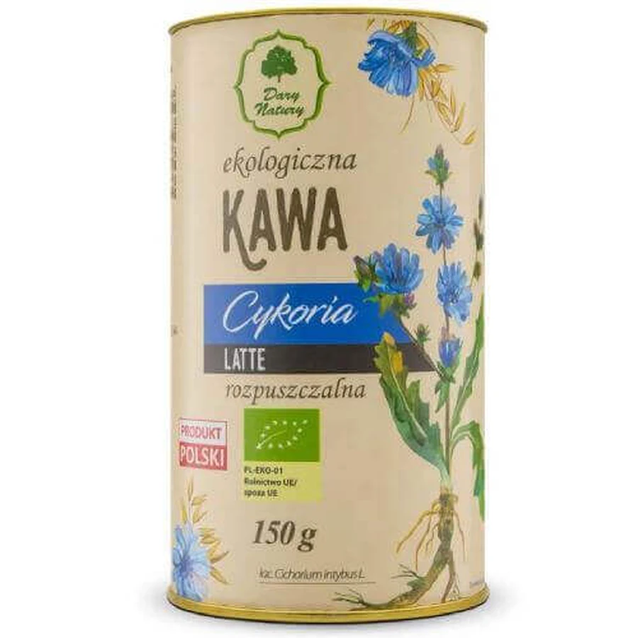 DARY NATURY Органічна розчинна кава з коренем цикорію латте, 150 г: ціни та характеристики