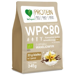 BeOrganic WPC 80, концентрат сывороточного протеина Bio, со вкусом ванили, 345 г.