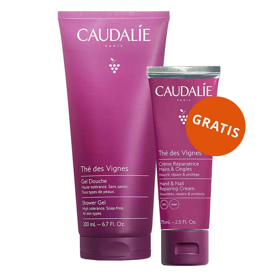 Caudalie The des Vignes, гель для душу, 200 мл + відновлювальний крем для рук та нігтів, 75 мл безкоштовно: ціни та характеристики