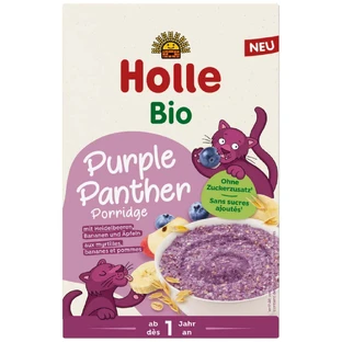 Holle Bio Purple Panther, цільнозернова каша, чорниця, банан та яблуко, безмолочна, з 1 року, 200 г