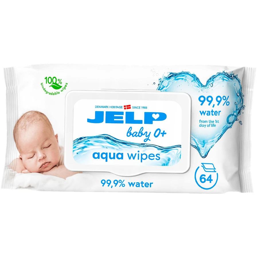 Jelp Baby 0+, вологі серветки, 99,9% води, 64 шт.: ціни та характеристики