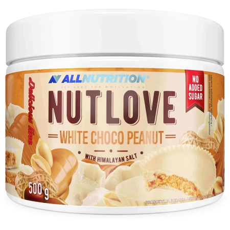 Allnutrition Nutlove White Choco Арахіс, молочно-горіховий крем з гімалайською сіллю, без додавання цукру, 500 г: ціни та характеристики