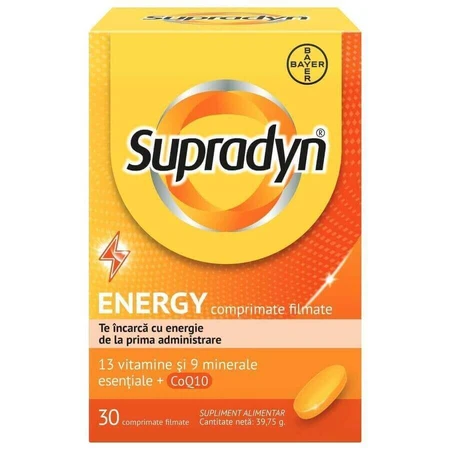 Supradyn Energy, мультивитамины и коэнзим Q10, 2х30 таблеток в пленочной оболочке, Bayer: цены и характеристики