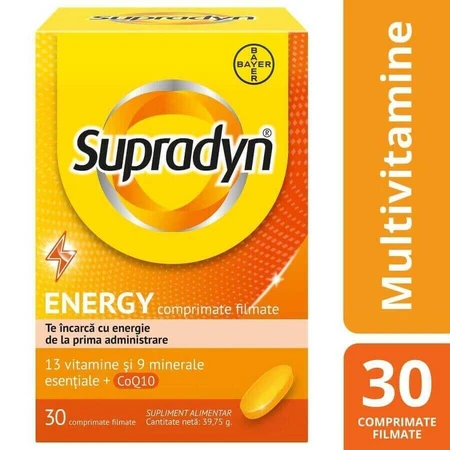 Supradyn Energy, мультивитамины и коэнзим Q10, 2х30 таблеток в пленочной оболочке, Bayer: цены и характеристики