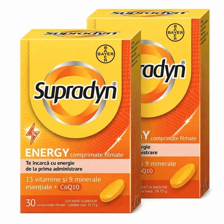 Supradyn Energy, мультивитамины и коэнзим Q10, 2х30 таблеток в пленочной оболочке, Bayer: цены и характеристики