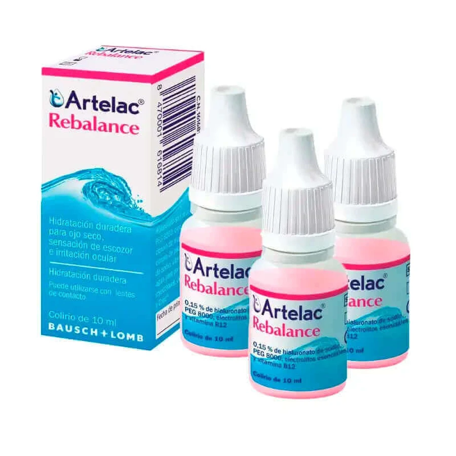 Bausch & Lomb Artelac Rebalance Стерильні очні краплі 3 х 10 мл: ціни та характеристики