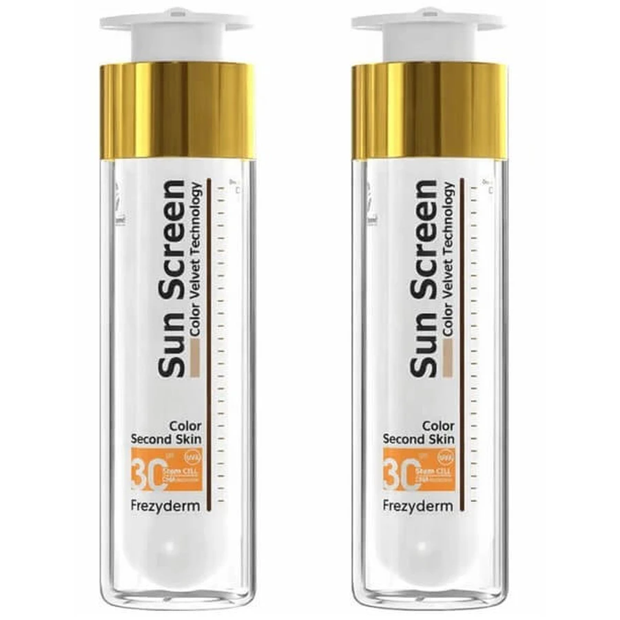 Водостійкий сонцезахисний крем для обличчя Frezyderm Sun Screen Colour Оксамитовий SPF30 з пігментом 2х50мл: ціни та характеристики
