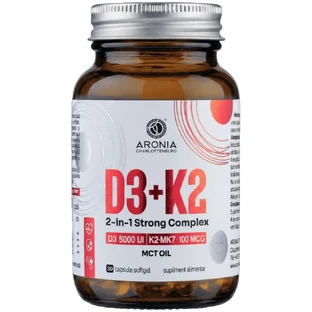 Вітамін D3+K2, потужний комплекс 2-в-1, 30 капсул, Аронія