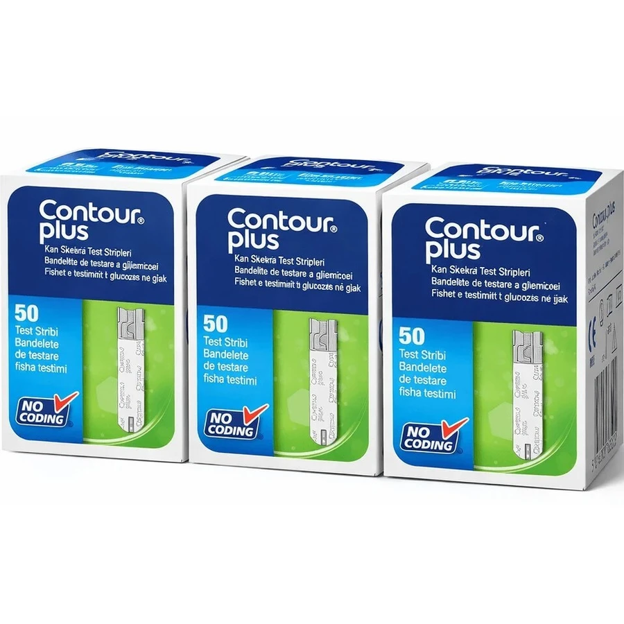 Тести для визначення рівня глюкози в крові Contour Plus, 3х50 шт, Ascensia Diabetes Care: ціни та характеристики