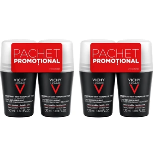 Дезодорант-антиперспірант Vichy Homme Extreme Deodorant Control 72h Roll-On Set, роликовий, 50 мл, 4 шт.
