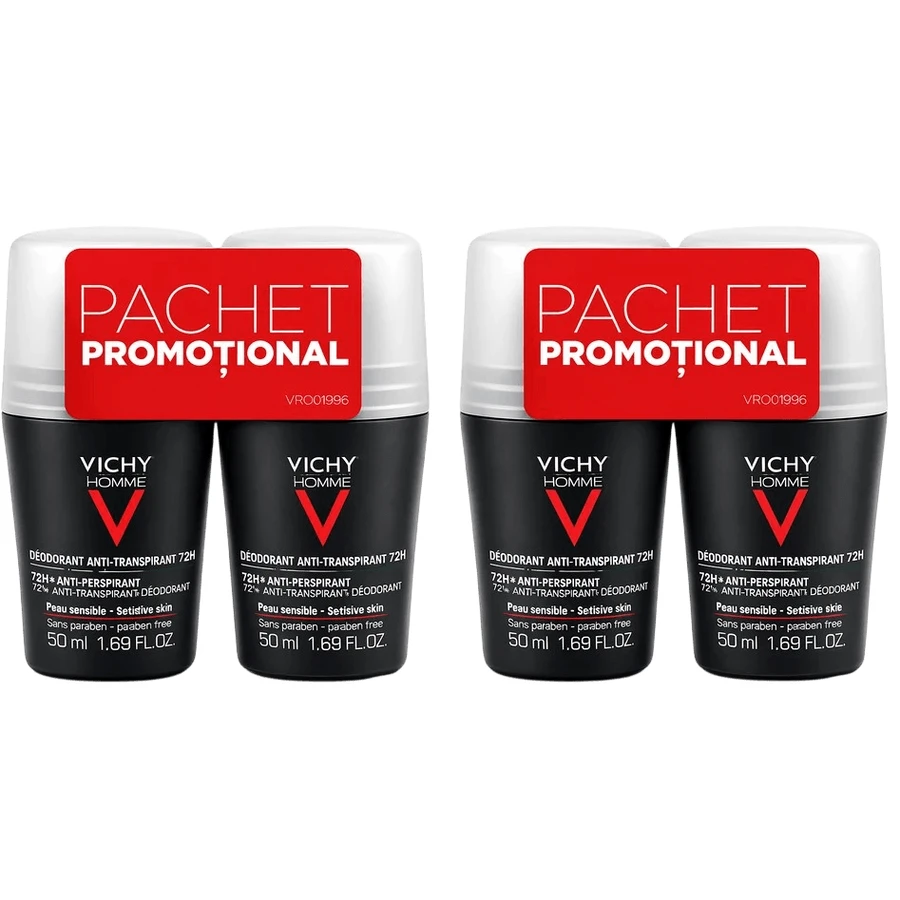 Дезодорант-антиперспірант Vichy Homme Extreme Deodorant Control 72h Roll-On Set, роликовий, 50 мл, 4 шт.: ціни та характеристики
