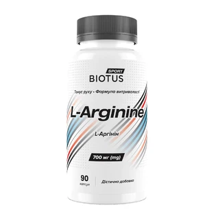 L-аргинин, L-Arginine, Biotus, 90 капсул