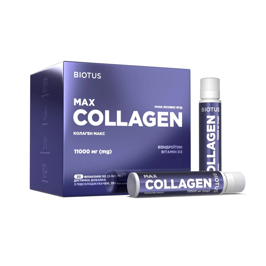 Коллаген Макс, Collagen Max, Biotus, вкус Лесные ягоды, 30 флаконов (по 25 мл каждый): цены и характеристики