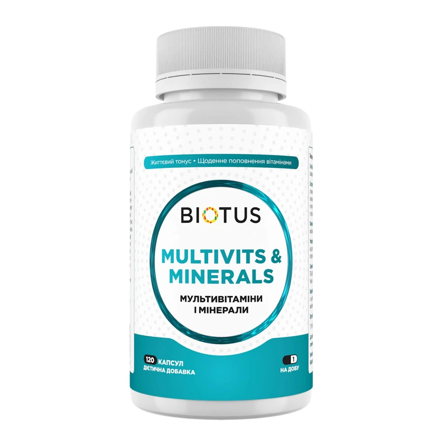 Мультивитамины и минералы, Multivits & Minerals, Biotus, 450 мг, 120 капсул: цены и характеристики
