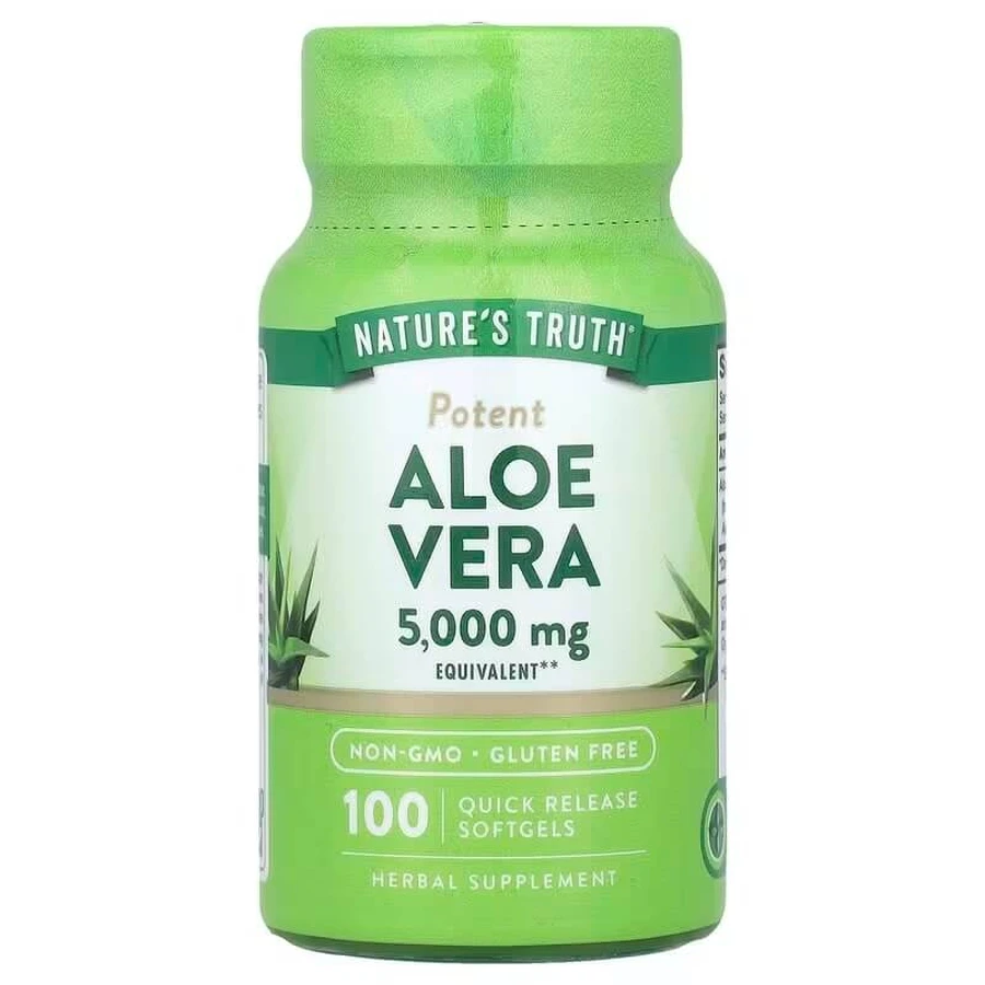 Алоэ Вера, Aloe Vera, Potent, Nature's Truth, 5000 мг, 100 гелевых капсул быстрого высвобождения: цены и характеристики