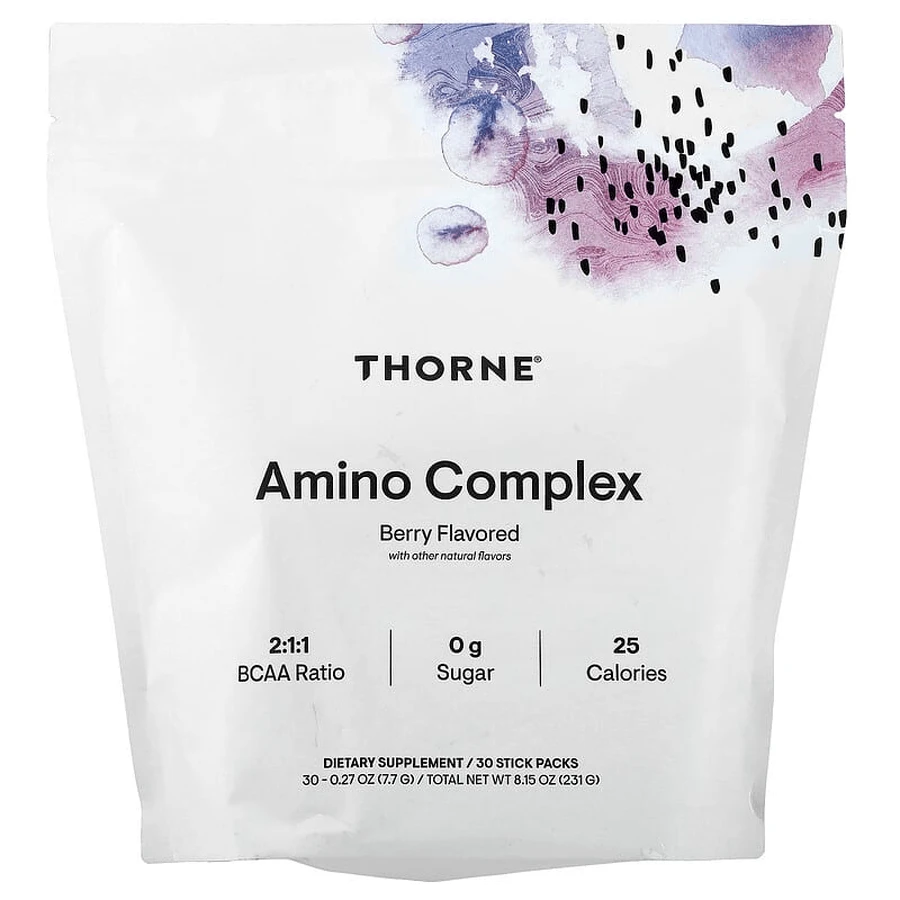 Амінокислоти, комплекс, Amino Complex, Thorne, зі смаком ягід, 30 пакетиків-стиків (по 7,7 г кожен): ціни та характеристики