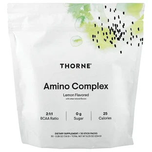Амінокислотний комплекс, Amino Complex, Thorne, зі смаком лимона, 30 пакетиків-стиків (по 7,8 г кожен)