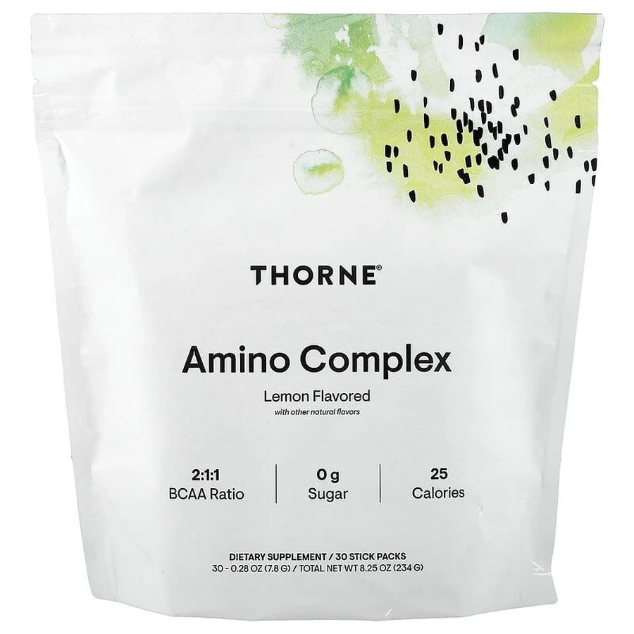Амінокислотний комплекс, Amino Complex, Thorne, зі смаком лимона, 30 пакетиків-стиків (по 7,8 г кожен): ціни та характеристики