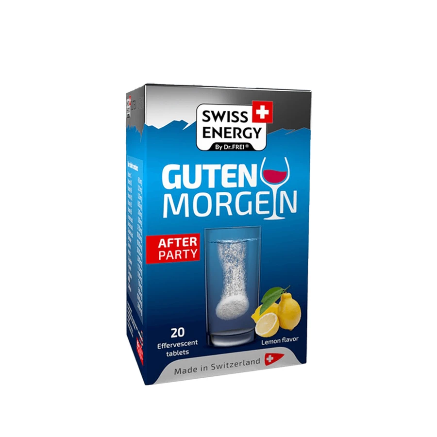 Антипохмельный комплекс, GUTEN MORGEN No Hangover, Swiss Energy, вкус лимона, 20 шипучих таблеток: цены и характеристики