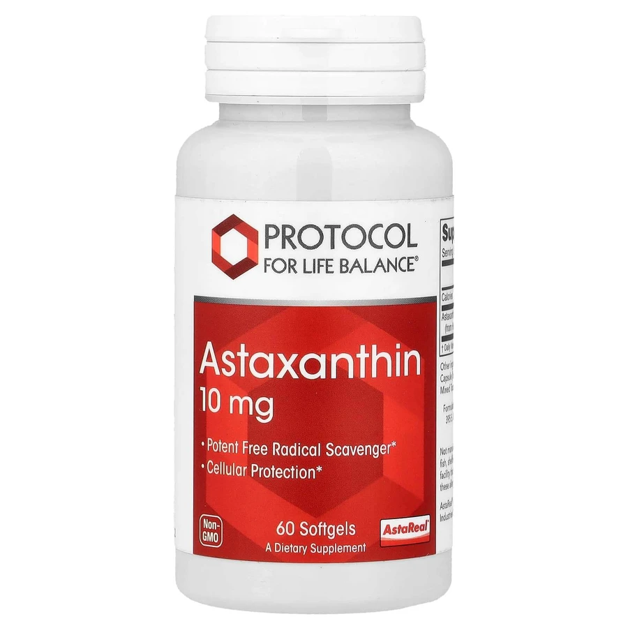 Астаксантин, Astaxanthin, Protocol for Life Balance, 10 мг, 60 гелевих капсул: ціни та характеристики