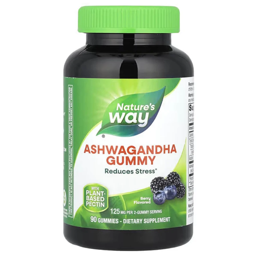 Ашваганда, Ashwagandha Gummies, Nature's Way, смак ягід, 125 мг, 90 жувальних цукерок: ціни та характеристики