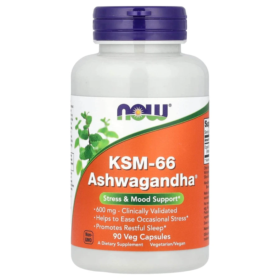 Ашваганда, KSM-66 Ashwagandha, NOW Foods, 90 вегетарианских капсул: цены и характеристики
