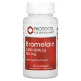 Бромелайн, Bromelain, Protocol for Life Balance, 2400 GDU/ч, 500 мг, 90 растительных капсул