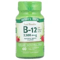 Вітамін B-12 плюс фолієва кислота, Vitamin B-12, Nature's Truth, смак ягід, 2500 мкг, 60 швидкорозчинних таблеток