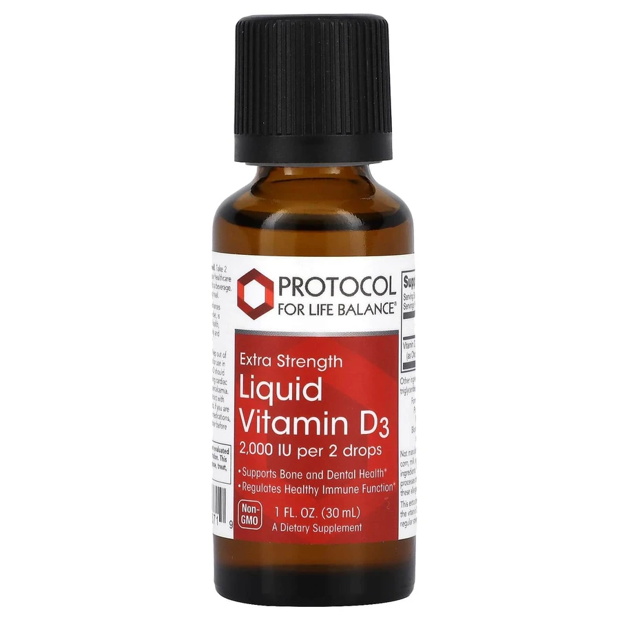 Вітамін D3, Liquid Vitamin D3, Protocol for Life Balance, підвищена сила, 2000 МО, 30 мл: ціни та характеристики