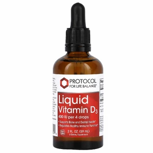 Витамин D3, Liquid Vitamin D3, Protocol for Life Balance, жидкий, 400 МЕ, 59 мл