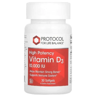 Вітамін D3, Vitamin D3, Protocol for Life Balance, висока ефективність, 10 000 МО, 30 гелевих капсул