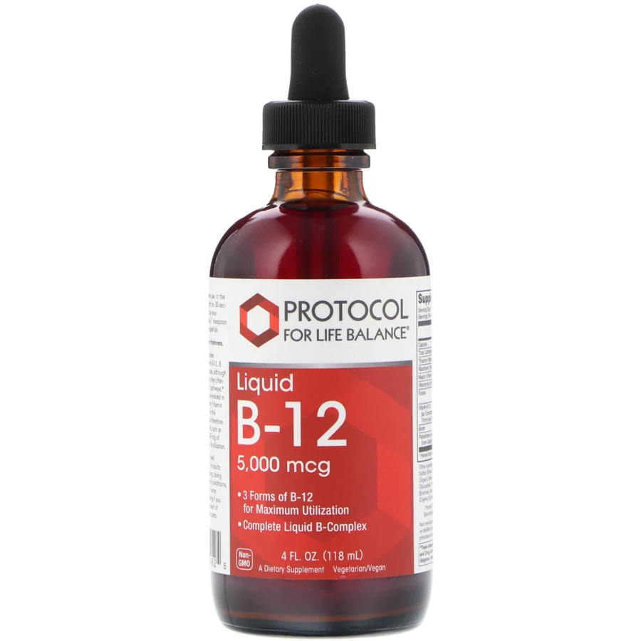 Витамин В-12, Liquid B-12, Protocol for Life Balance, 5000 мкг, 118 мл: цены и характеристики