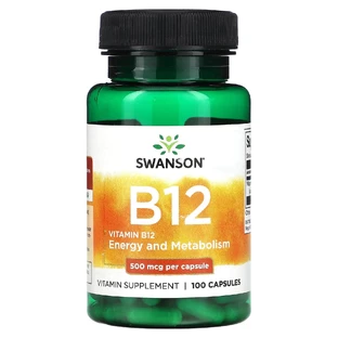 Вітамін В12, Vitamin B-12, Swanson, 500 мкг, 100 капсул