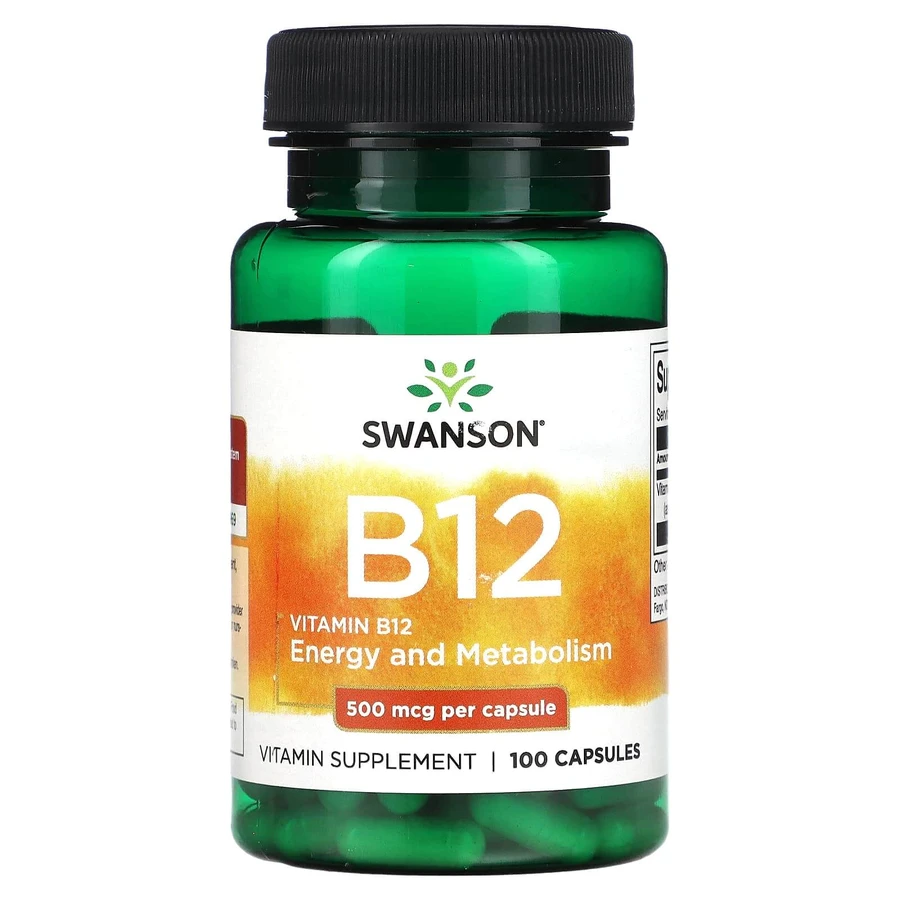 Вітамін В12, Vitamin B-12, Swanson, 500 мкг, 100 капсул: ціни та характеристики