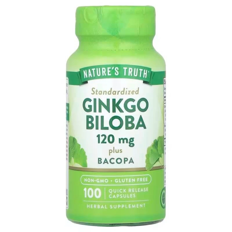 Гинкго билоба плюс бакопа, Ginkgo Biloba Plus Bacopa, Nature's Truth, 120 мг, 100 капсул быстрого высвобождения: цены и характеристики