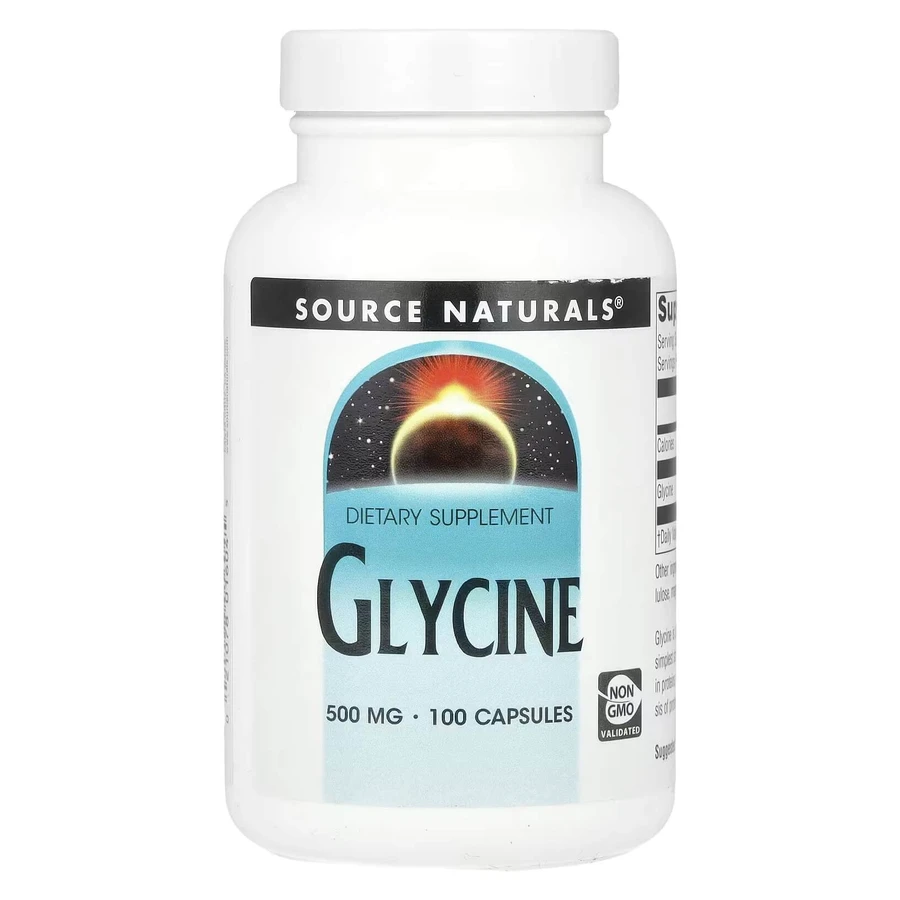 Гліцин, Glycine, Source Naturals, 1000 мг, 100 капсул (500 мг у капсулі): ціни та характеристики