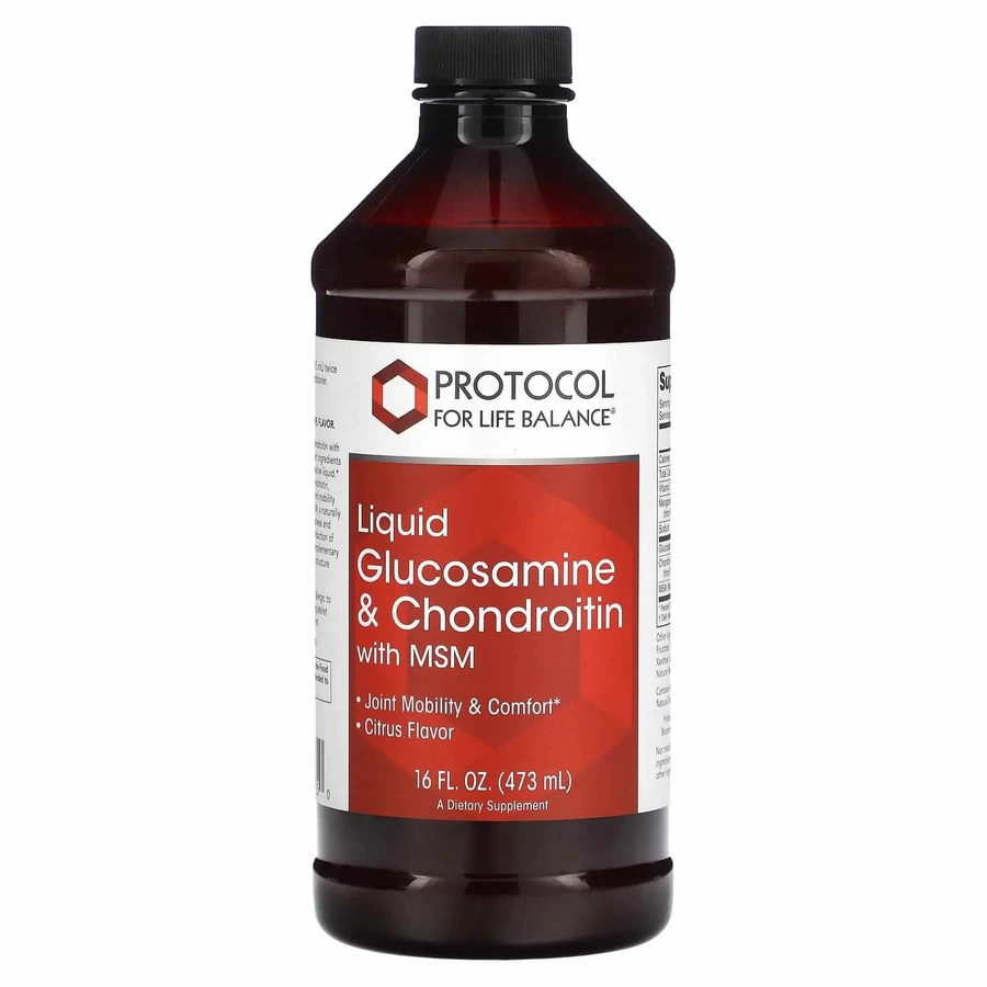 Глюкозамін і хондроїтин з МСМ, Liquid Glucosamine & Chondroitin with MSM, Protocol for Life Balance, рідкий, смак цитрус, 473 мл: ціни та характеристики