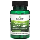 Гуарова камедь, Guar Gum, Swanson, повного спектру, 400 мг, 60 капсул