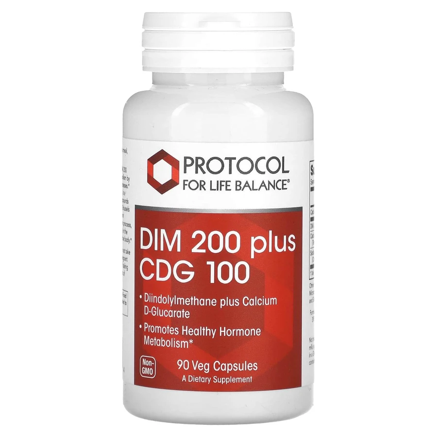 Дііндолілметан плюс D-глюкарат кальцію, DIM 200 Plus CDG 100, Protocol for Life Balance, 90 рослинних капсул: ціни та характеристики