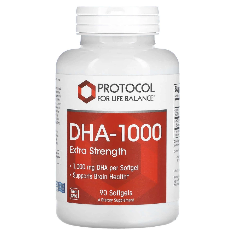Докозагексаєнова кислота, DHA-100, Protocol for Life Balance, підвищена сила, 1000 мг, 90 гелевих капсул: ціни та характеристики