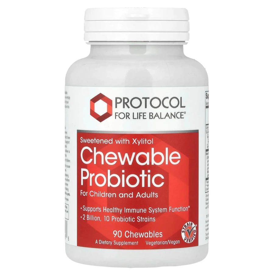 Жувальні пробіотики, Chewable Probiotic, Protocol for Life Balance, для дітей та дорослих, 2 млрд, 90 жувальних таблеток: ціни та характеристики