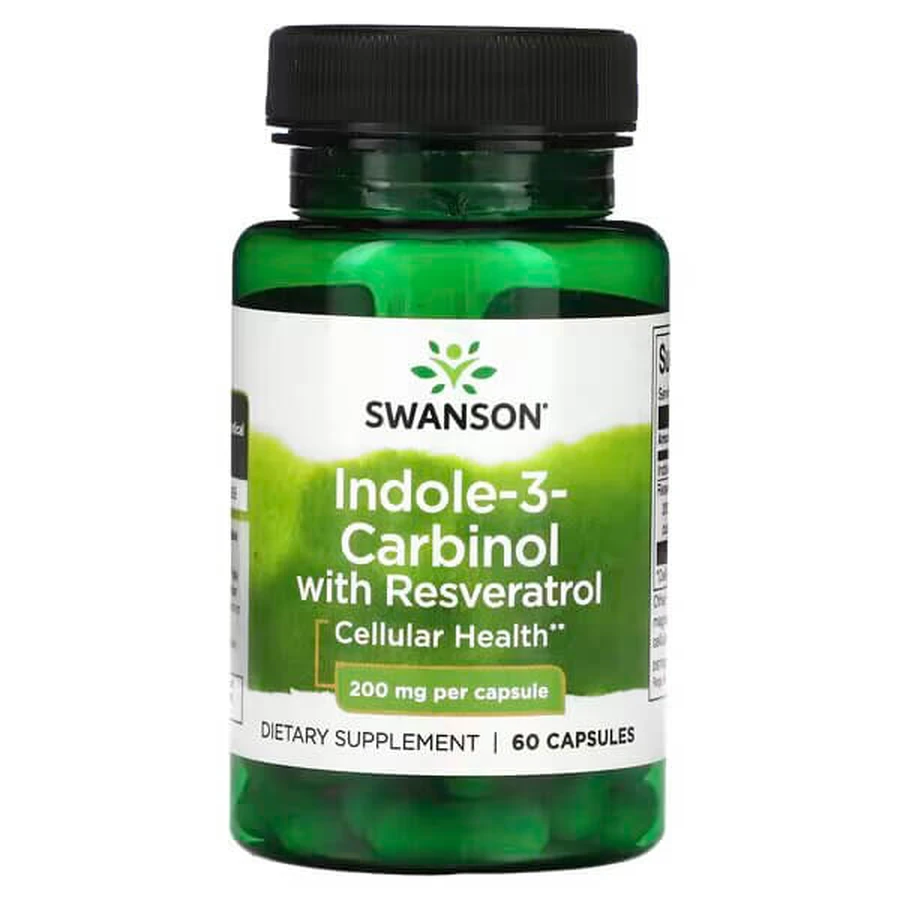 Індол-3-карбінол, Indole-3-Carbinol, Swanson, з ресвератролом, 200 мг, 60 капсул: ціни та характеристики