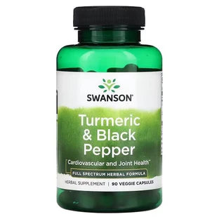 Куркума та чорний перець, Turmeric & Black Pepper, Swanson, 90 рослинних капсул