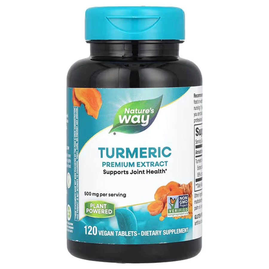 Куркумін, Turmeric, Nature's Way, преміум екстракт, 500 мг, 120 веганських таблеток: ціни та характеристики