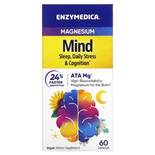 Магний для сна, противодействия стрессу и поддержанию когнитивных функций, Magnesium, Enzymedica, 60 капсул