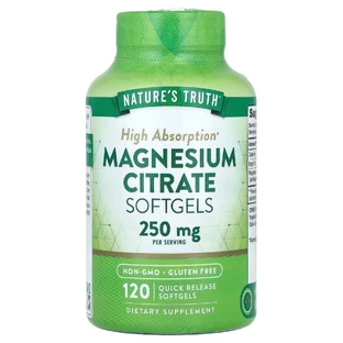 Магний цитрат, Magnesium Citrate, Nature's Truth, 250 мг, 120 гелевых капсул быстрого высвобождения (125 мг в гелевой капсуле)