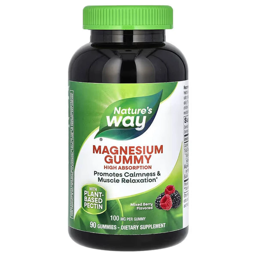 Магній цитрат, Magnesium Gummy, Nature's Way, зі смаком ягід, 100 мг, 90 жувальних цукерок: ціни та характеристики
