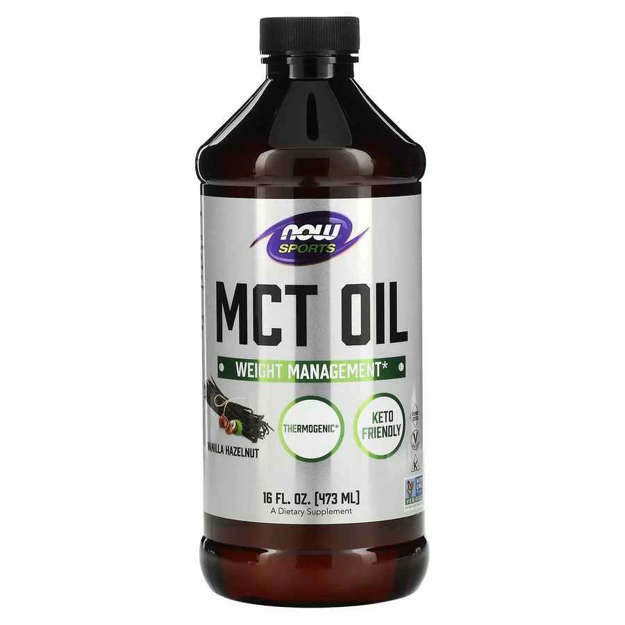 Масло МСТ для похудения, MCT Oil, Now Foods, Sports, вкус ванили и лесного ореха, 473 мл: цены и характеристики